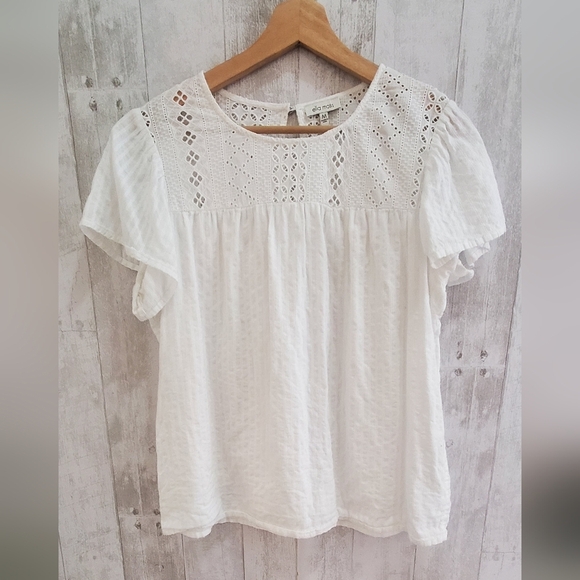Ella Moss White Eyelet Blouse - Picture 1 of 8